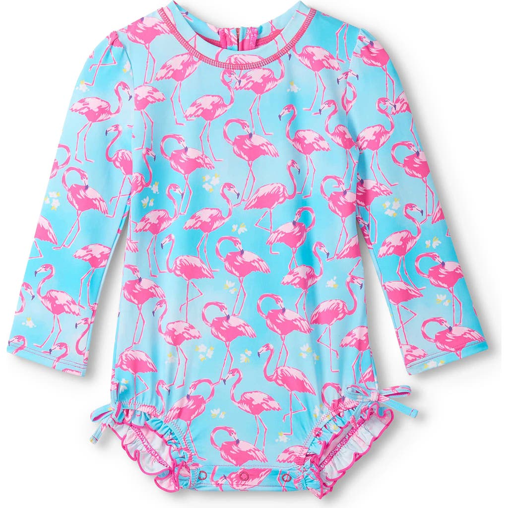 Hatley Hatley Whimsical Flamingos Long Sleeve One-Piece Rashguard Swimsuit