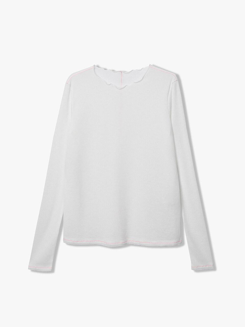 HAUS 072C BI-COLOR STITCH ROUND-NECK T-SHIRT WHITE