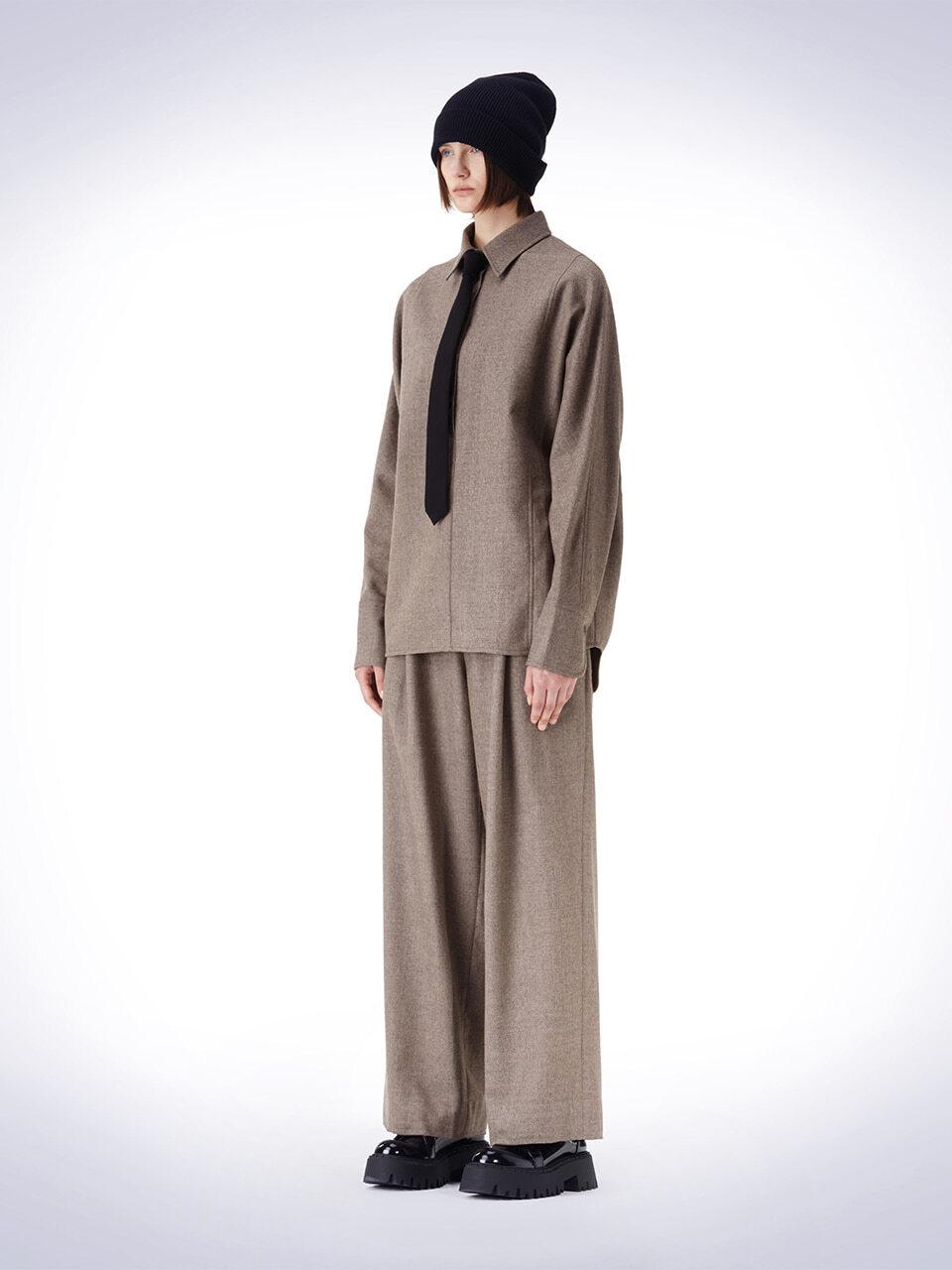 HAUS 072C BIZO POINT WIDE PANTS BROWN