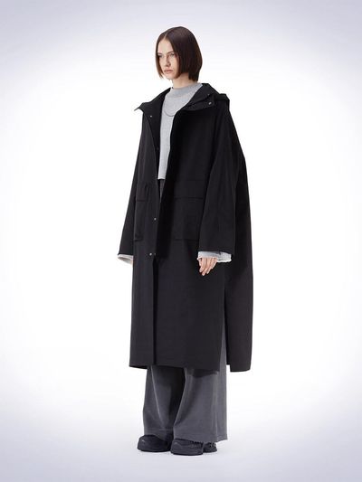 HAUS 072C DOLMAN SLEEVE HOODIE COAT BLACK