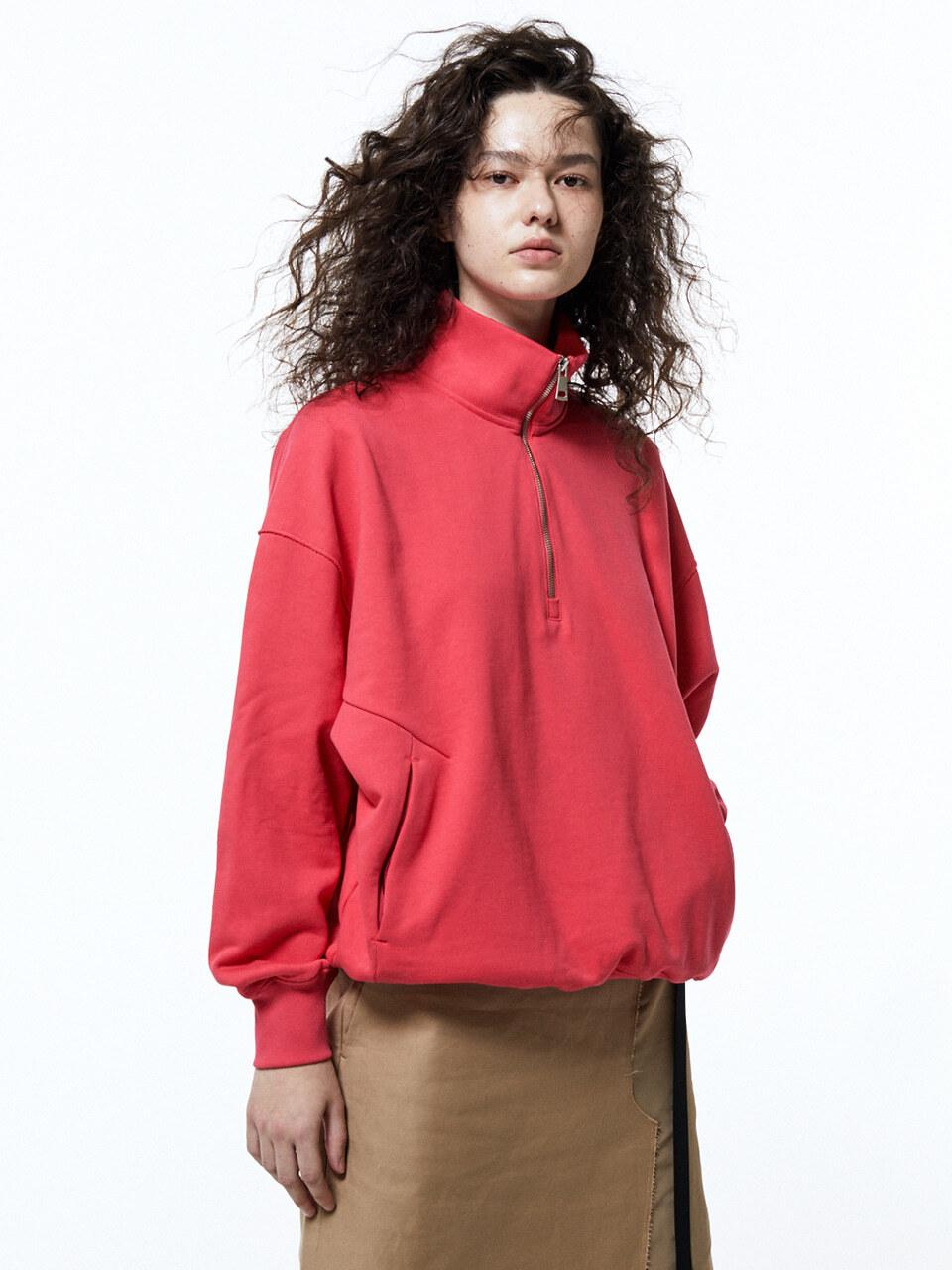 HAUS 072C GENDERLESS OVERFIT HALF ZIP UP PINK