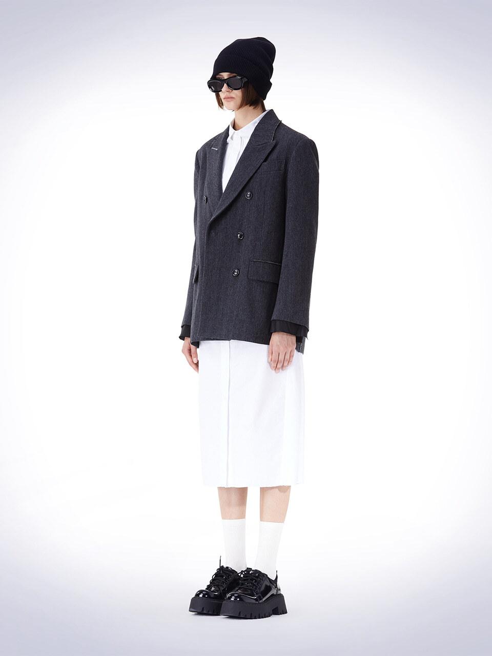 HAUS 072C HERRINGBONE DOUBLE JACKET DARK GREY