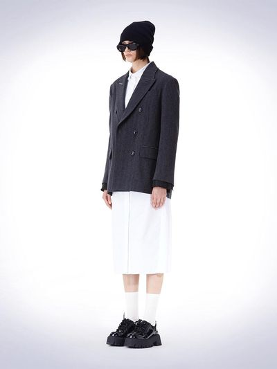HAUS 072C HERRINGBONE DOUBLE JACKET DARK GREY