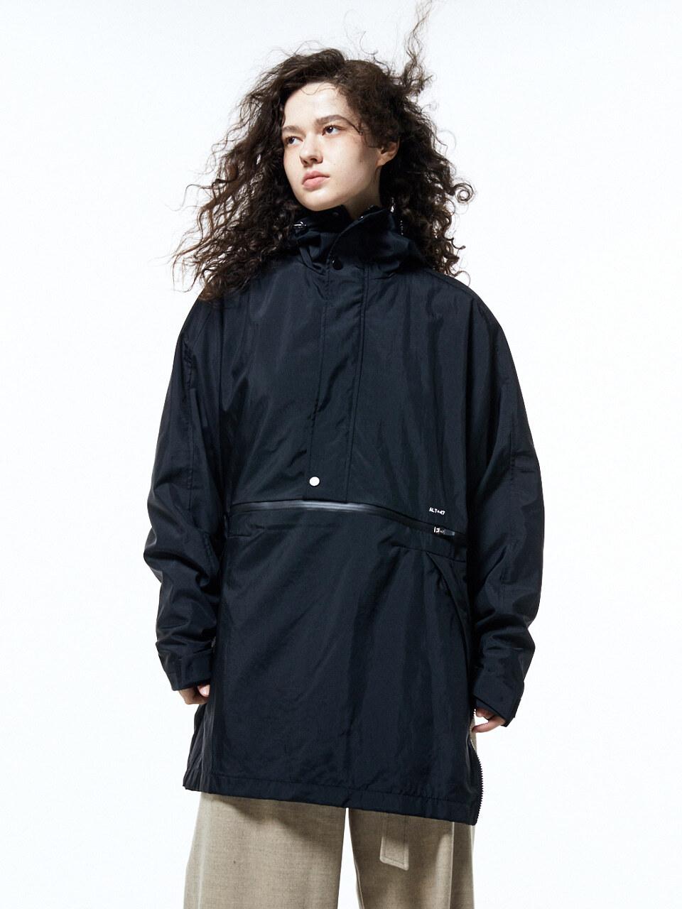 HAUS 072C PANCHO STYLE GENDERLESS JACKET BLACK