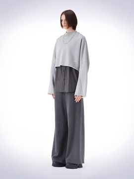 HAUS 072C SHIRTS LAYERD OVER FIT T-SHIRT GREY