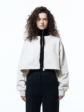 HAUS 072C TERRY CROP ZIP-UP JACKET LIGHT BEIGE