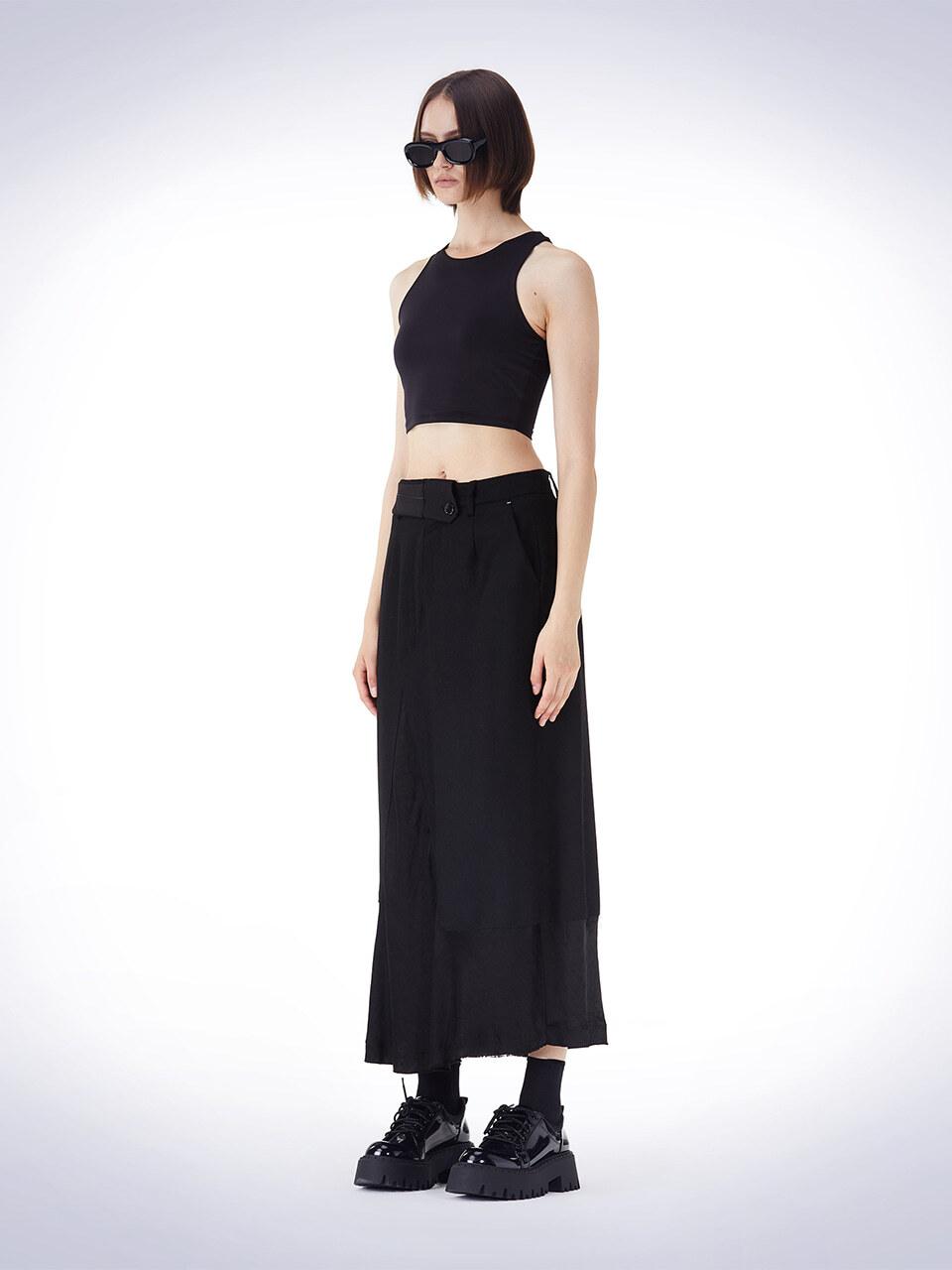 HAUS 072C WAIST POINT WOOL SKIRT BLACK