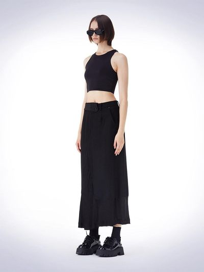 HAUS 072C WAIST POINT WOOL SKIRT BLACK