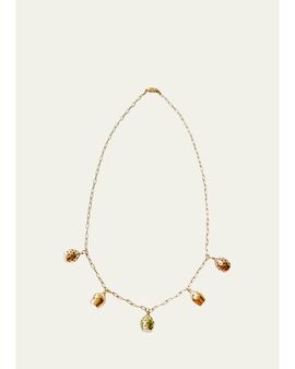 Haute Victoire Colored Stone 5 Lune Necklace, 15"L
