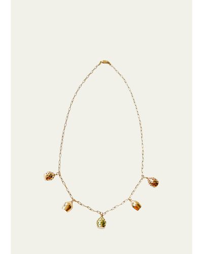Haute Victoire Colored Stone 5 Lune Necklace, 15"L