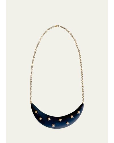 Haute Victoire Crescent Moon Ebony and Diamond Necklace