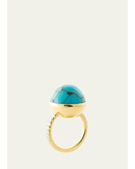 Haute Victoire One Of A Kind Turquoise Dome and Diamond Ring