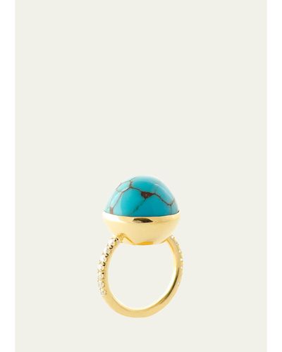 Haute Victoire One Of A Kind Turquoise Dome and Diamond Ring