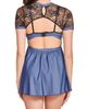 Hauty Hauty Billie Jean Lace Micro Denim Cutout Babydoll Chemise & Skirt - 2