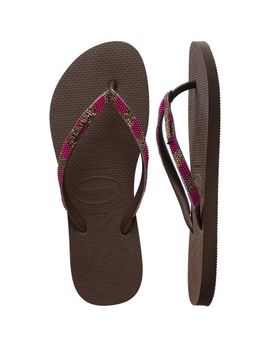 Havaianas Havaianas slim embellished flip flops in dark brown