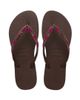 Havaianas Havaianas slim embellished flip flops in dark brown - 4