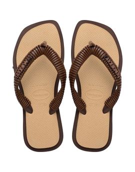 Havaianas Havaianas square toe flip flops in brown and beige