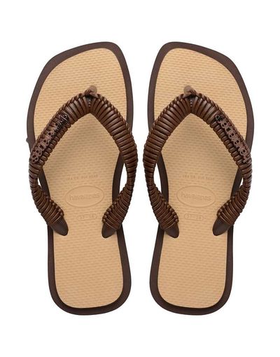 Havaianas Havaianas square toe flip flops in brown and beige