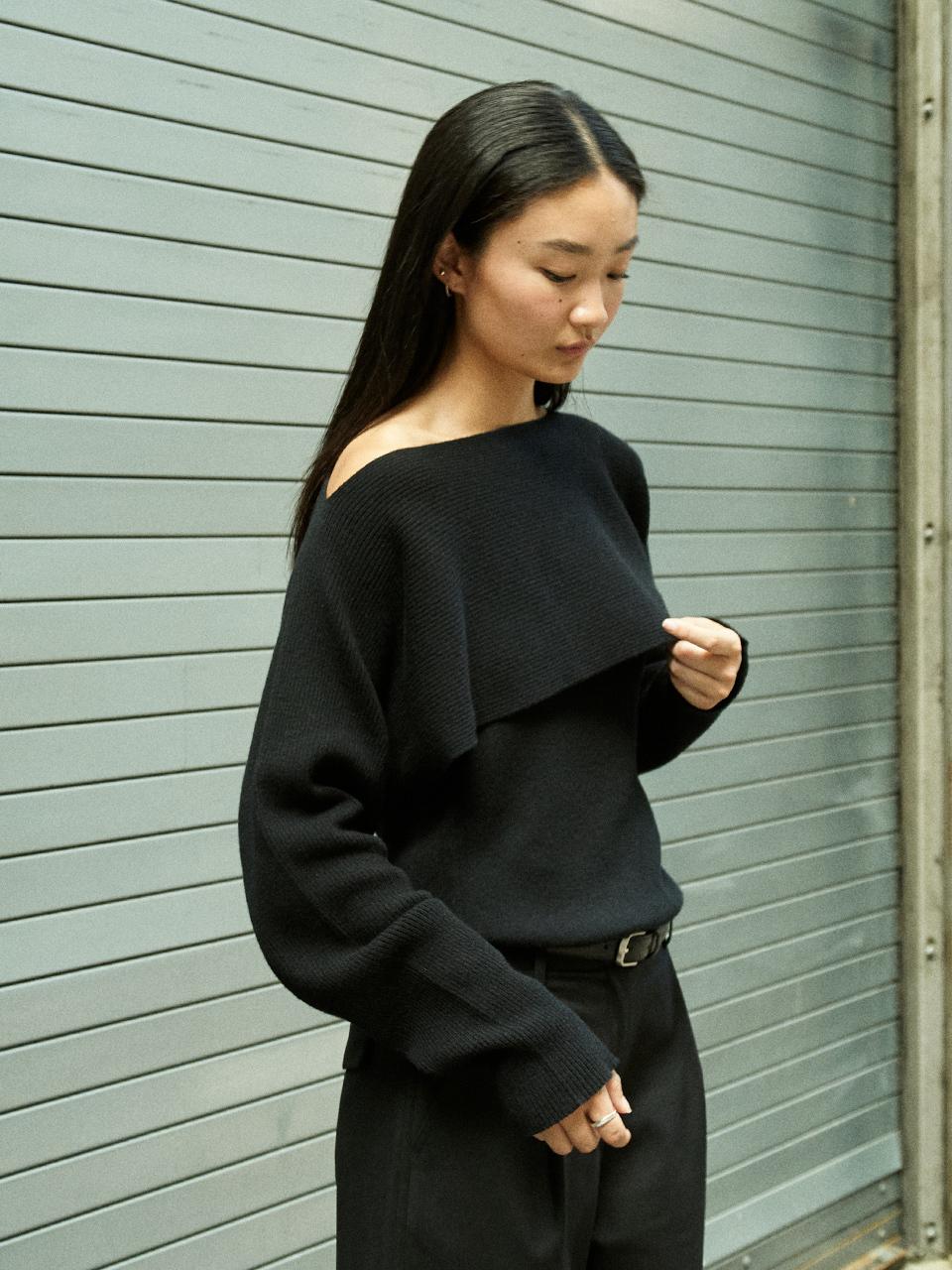 HAVEC 2way wool bolero knit set / Black