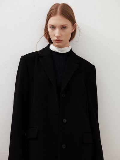 HAVEC Wool Cashmere Tailored Long Coat [Black]