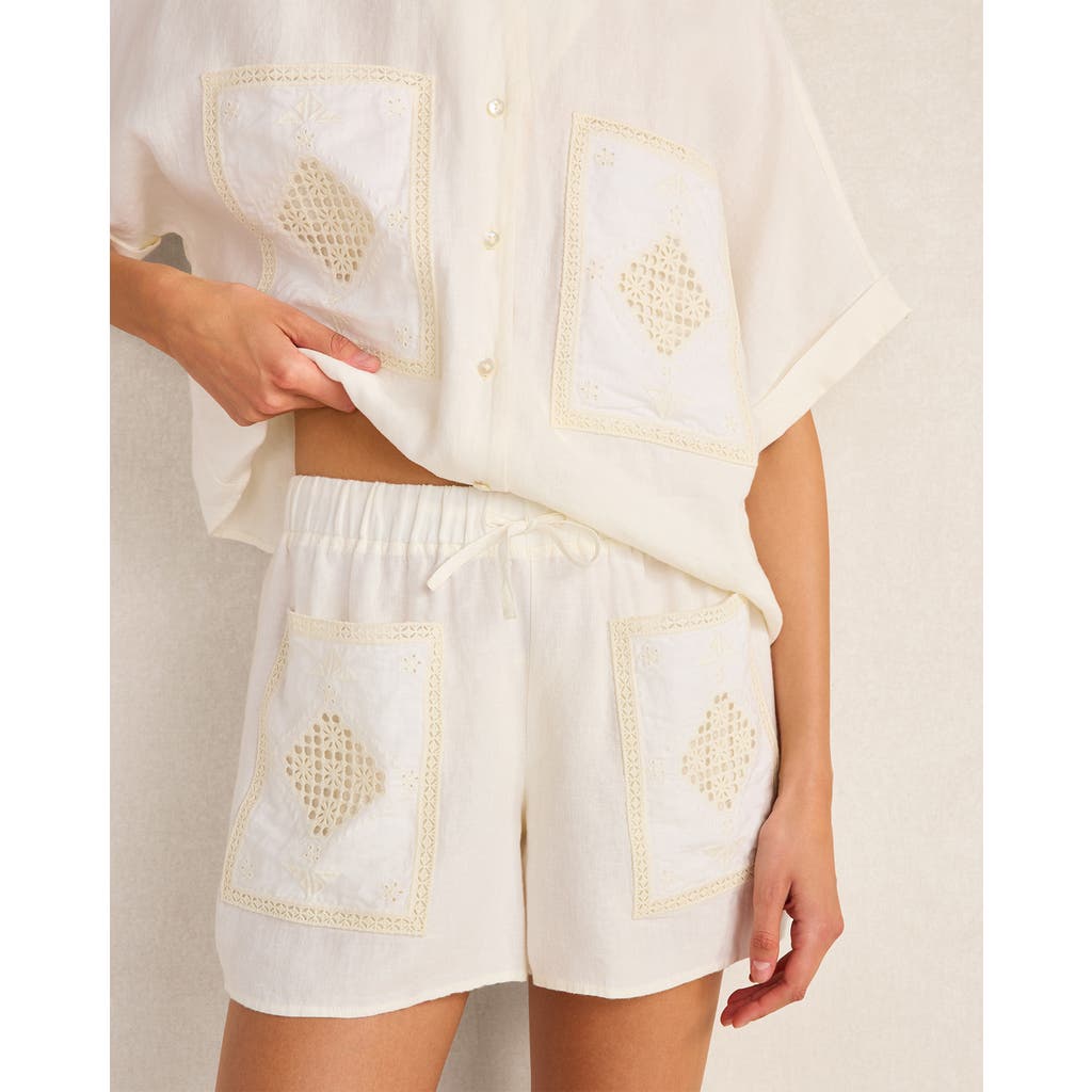 Haven Well Within Haven Well Within Organic Cotton Linen Embroidered Pocket Shorts