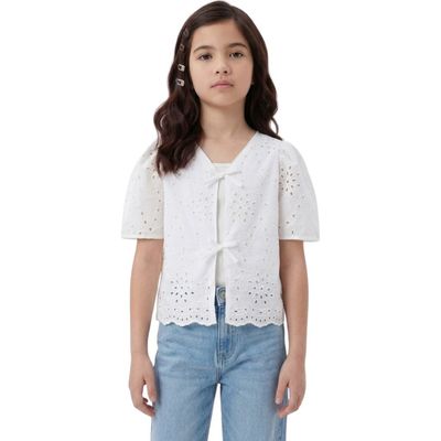 Hayden Girls Hayden Girls Kids' Floral Bow Front Cotton Broderie Anglaise Top