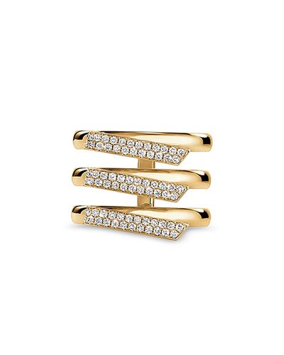 Hearts On Fire Hearts On Fire 18K Yellow Gold Inside/Out Diamond Pave Trio Row Ring