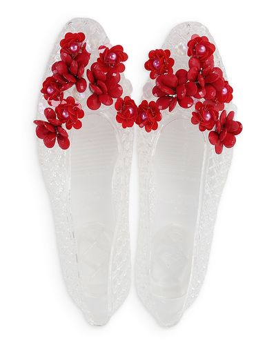 Heavenly Jelly Heavenly Jelly Women's Nova Sequin Flower White Jelly Shoes
