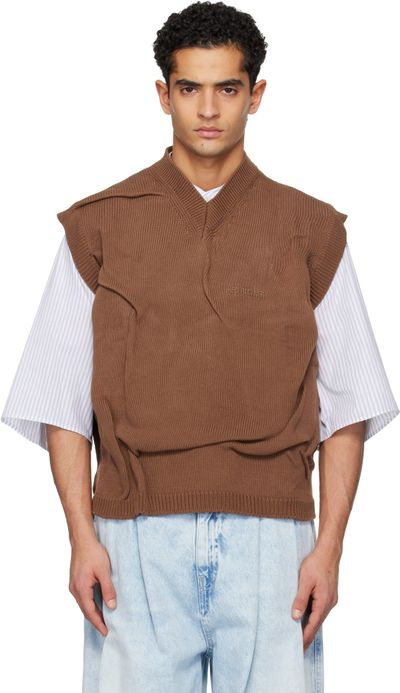 Hed Mayner Hed Mayner Brown Knit Sweater Vest