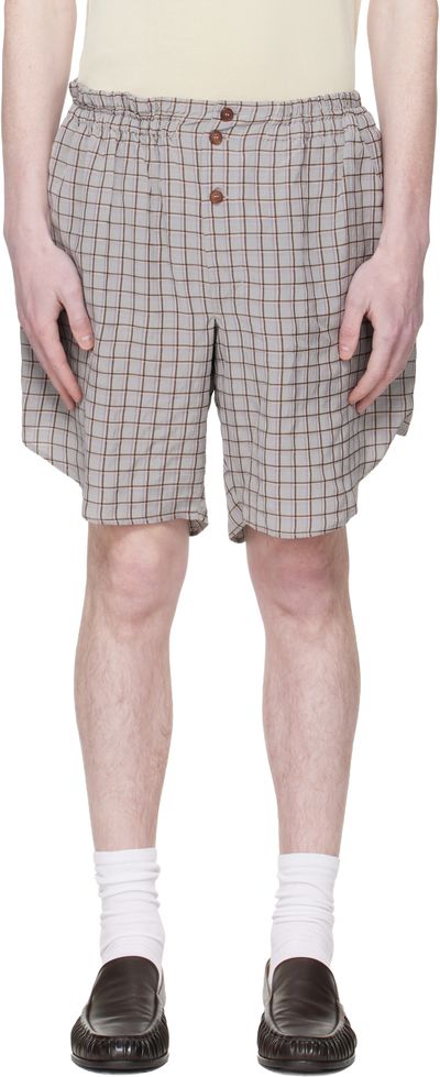 Hed Mayner Hed Mayner Gray & Brown Checked Shorts