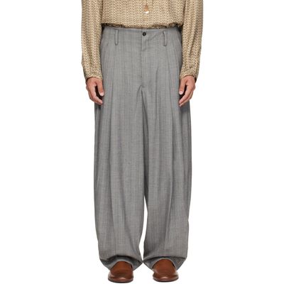 Hed Mayner Hed Mayner Gray Striped Trousers