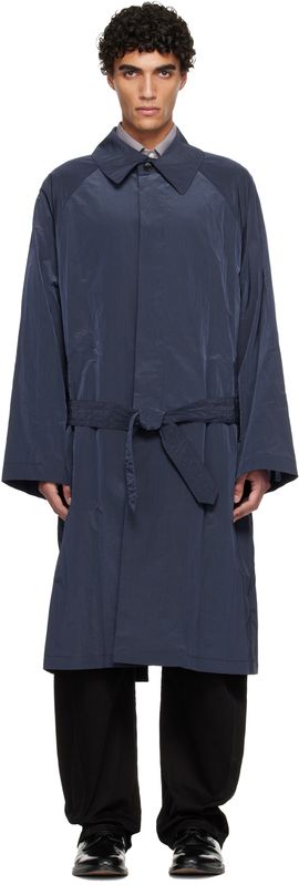 Hed Mayner Hed Mayner Navy Crinkled Trench Coat