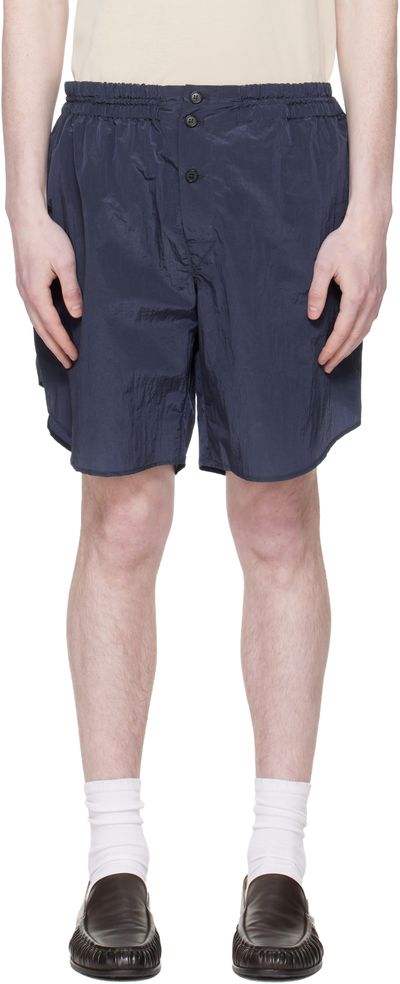 Hed Mayner Hed Mayner Navy Curved Shorts