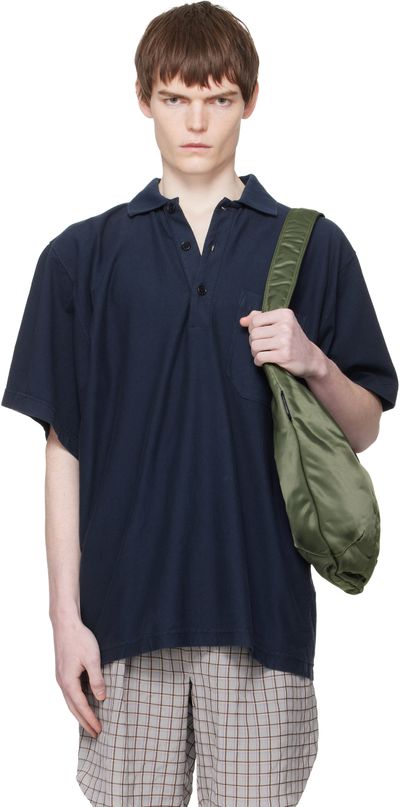 Hed Mayner Hed Mayner Navy Garment-Dyed Polo