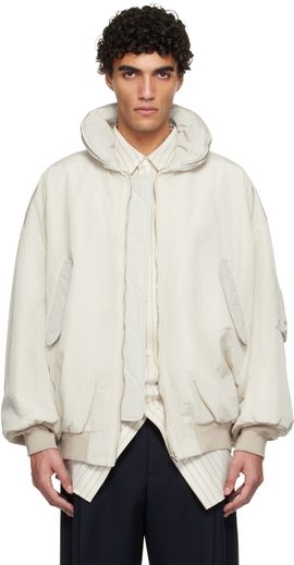Hed Mayner Hed Mayner Off-White Crinkled Bomber Jacket