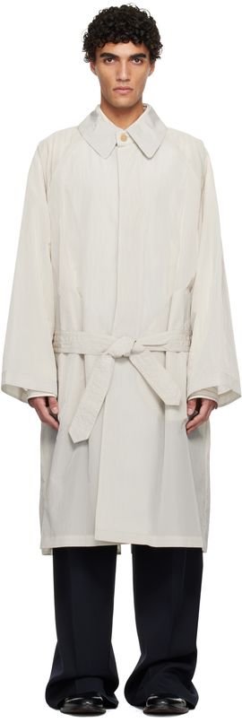 Hed Mayner Hed Mayner Off-White Crinkled Trench Coat