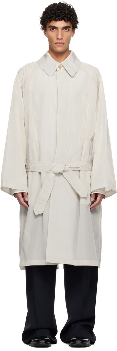 Hed Mayner Hed Mayner Off-White Crinkled Trench Coat