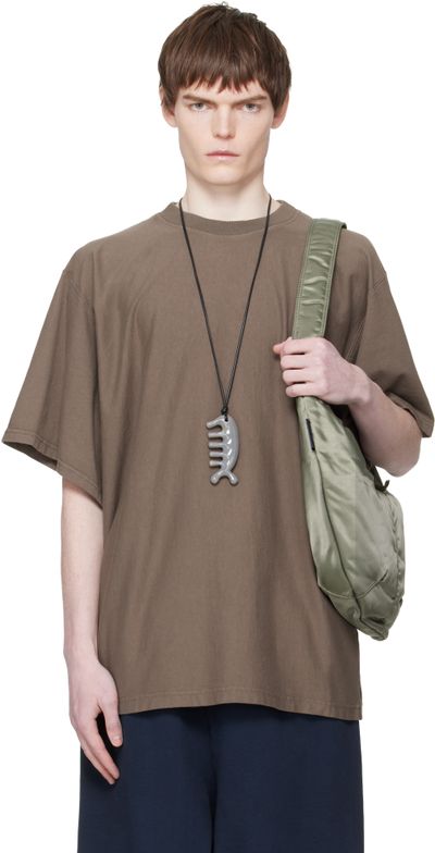 Hed Mayner Hed Mayner Taupe Embroidered-Logo T-shirt