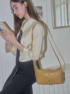 Heeari Buckle Vegan Leather Hobo Bag [Mustard]
