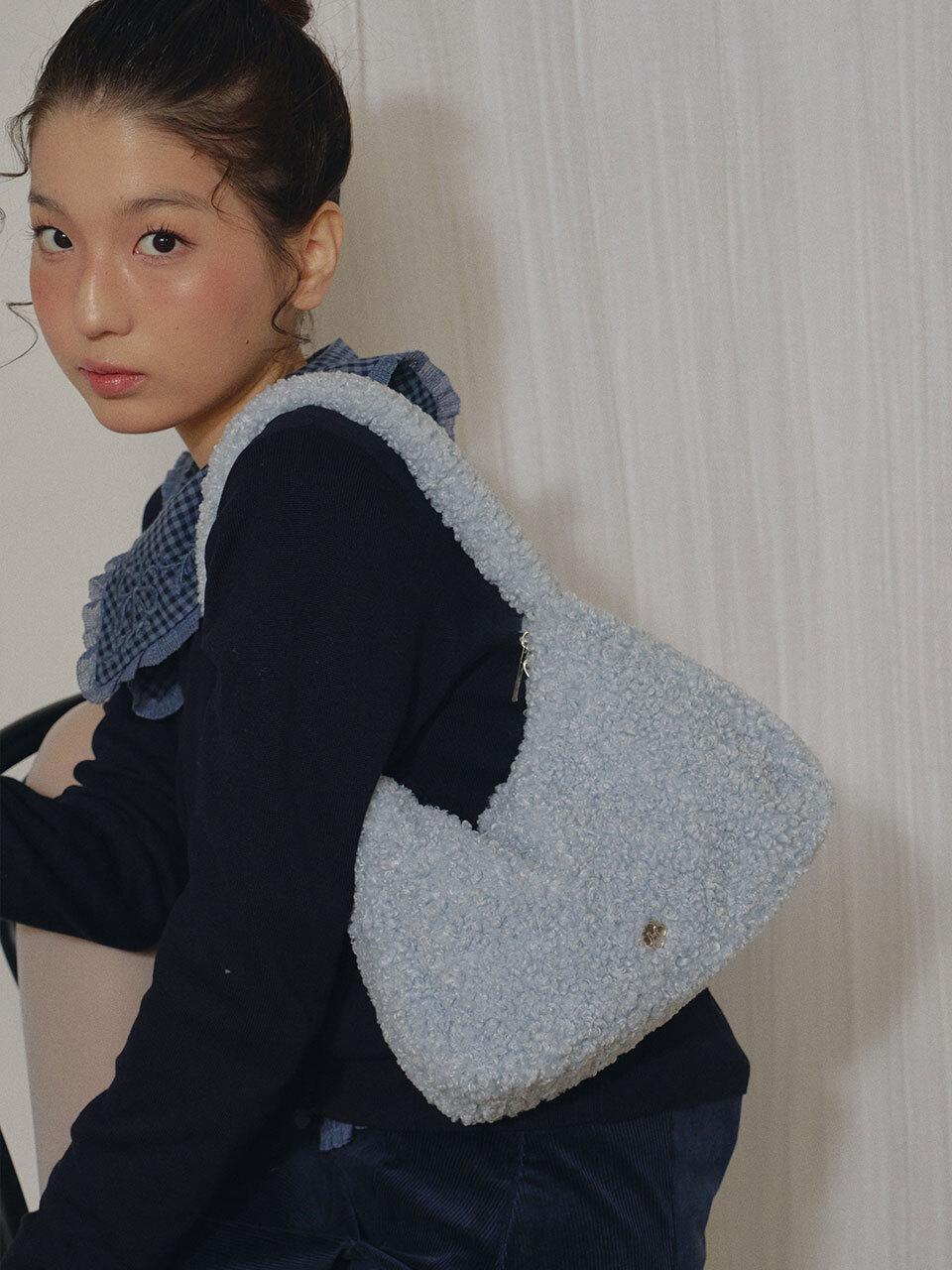 Heeari Fur Medium Size Tote Bag [Blue]