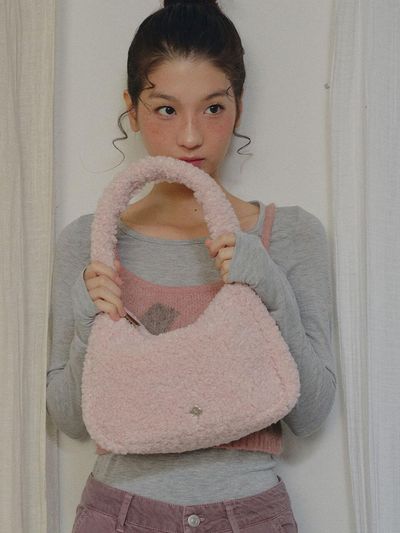 Heeari Plush Medium Size Fur Tote Bag [Pink]