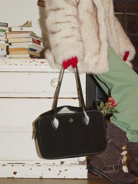 Heeari Suede Square Top-Handle Box Bag [Black]