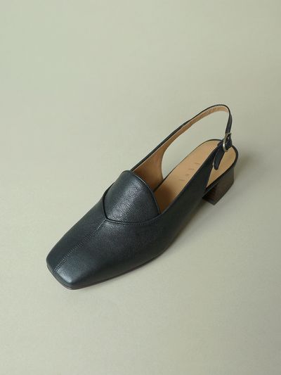 heenn Block Heel Slingback Loafers_Black