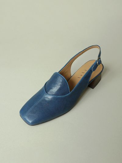 heenn Block Heel Slingback Loafers_Indigo
