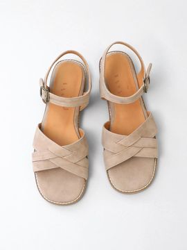heenn Crossover Suede Sandals . Beige