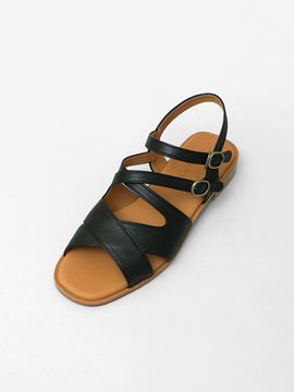 heenn Leather Crossover Sandals_Black