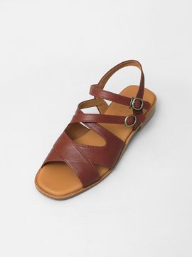 heenn Leather Crossover Sandals_Maroon Red