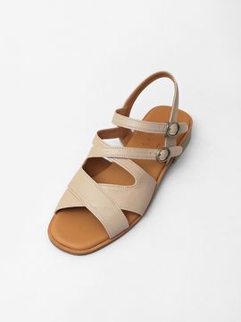heenn Leather Crossover Sandals_Pink Beige