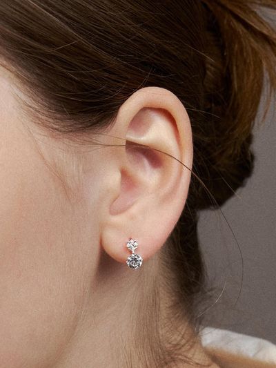 Hei Silver 925 Cubic Zirconia Snowflake One-Touch Earring
