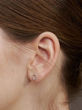 Hei [sv925] Dot Oval Earring